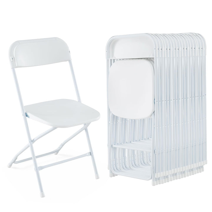 Giantex Folding Chair with Plastic Seat &amp; Back, Heavy-Duty Metal Frame
