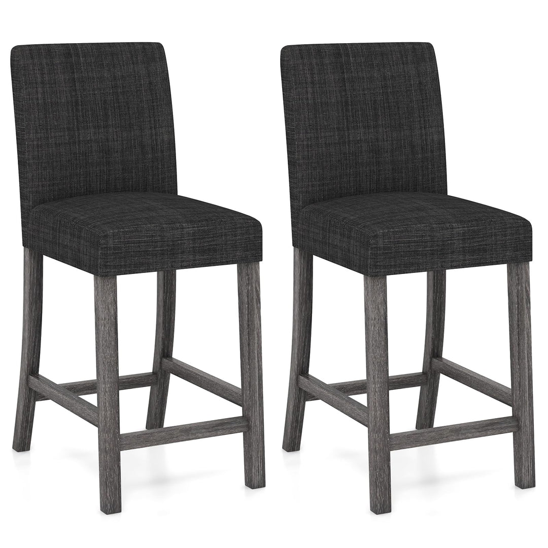 Giantex Bar Stools Counter Height, 24.5" Modern Fabric Bar Chairs with Back, Footrest &amp; Solid Wood Legs