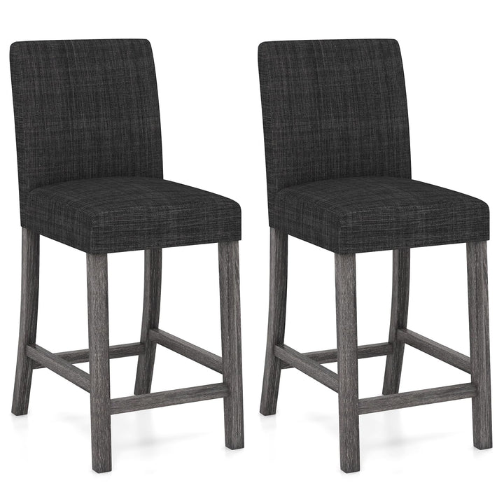 Giantex Bar Stools Counter Height, 24.5" Modern Fabric Bar Chairs with Back, Footrest &amp; Solid Wood Legs