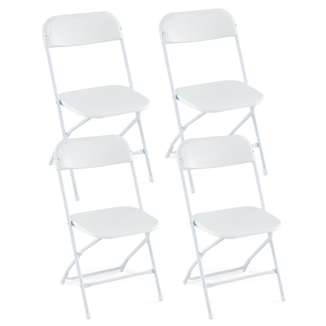 Giantex Folding Chair with Plastic Seat &amp; Back, Heavy-Duty Metal Frame