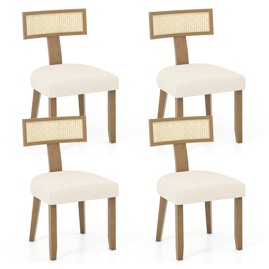 Giantex Rattan Dining Chairs Set, Mid Century Modern Kitchen Chairs w/Rattan Backrest &amp; Rubber Wood Legs
