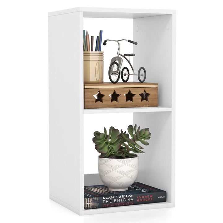 Giantex 2-Cube Bookcase, White Cubby Bookshelf w/Back Guardrail &amp; Anti-Tipping Kits