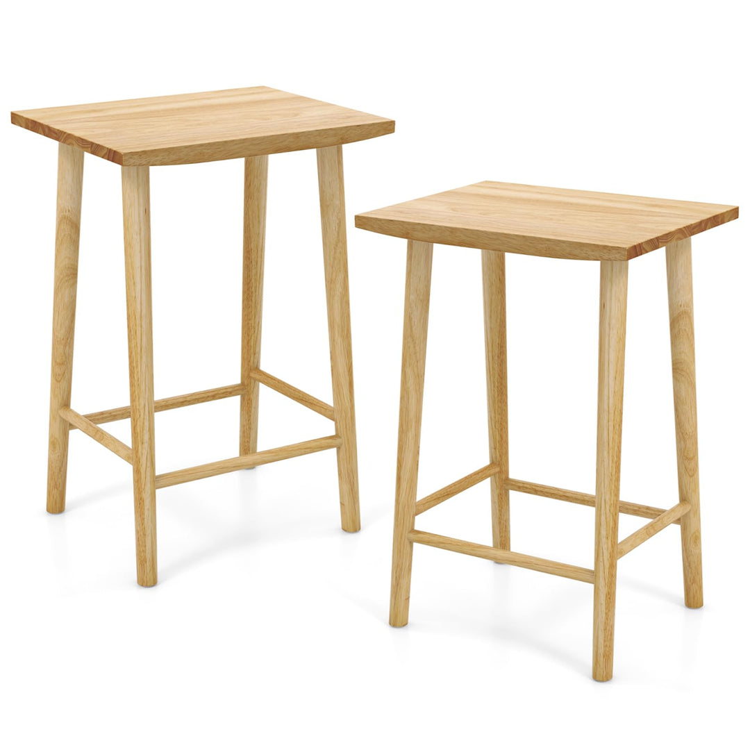 Giantex 25.5" Wooden Bar Stools Set of 2/4, Farmhouse Backless Counter Height Bar Stools with Footrest
