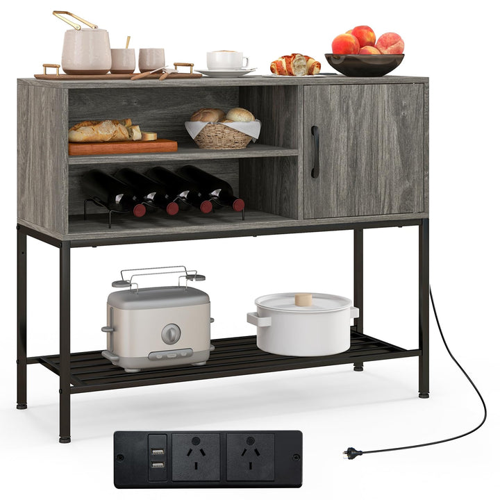 Giantex Buffet Cabinet with Power Outlets &amp; USB Ports, Wood Coffee Bar Cabinet