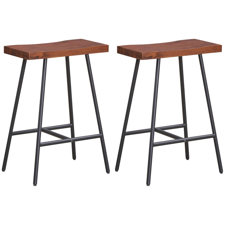 Giantex 24" Bar Stools Set of 2, Counter Height Bar Stools with Footrests, Solid Metal Legs