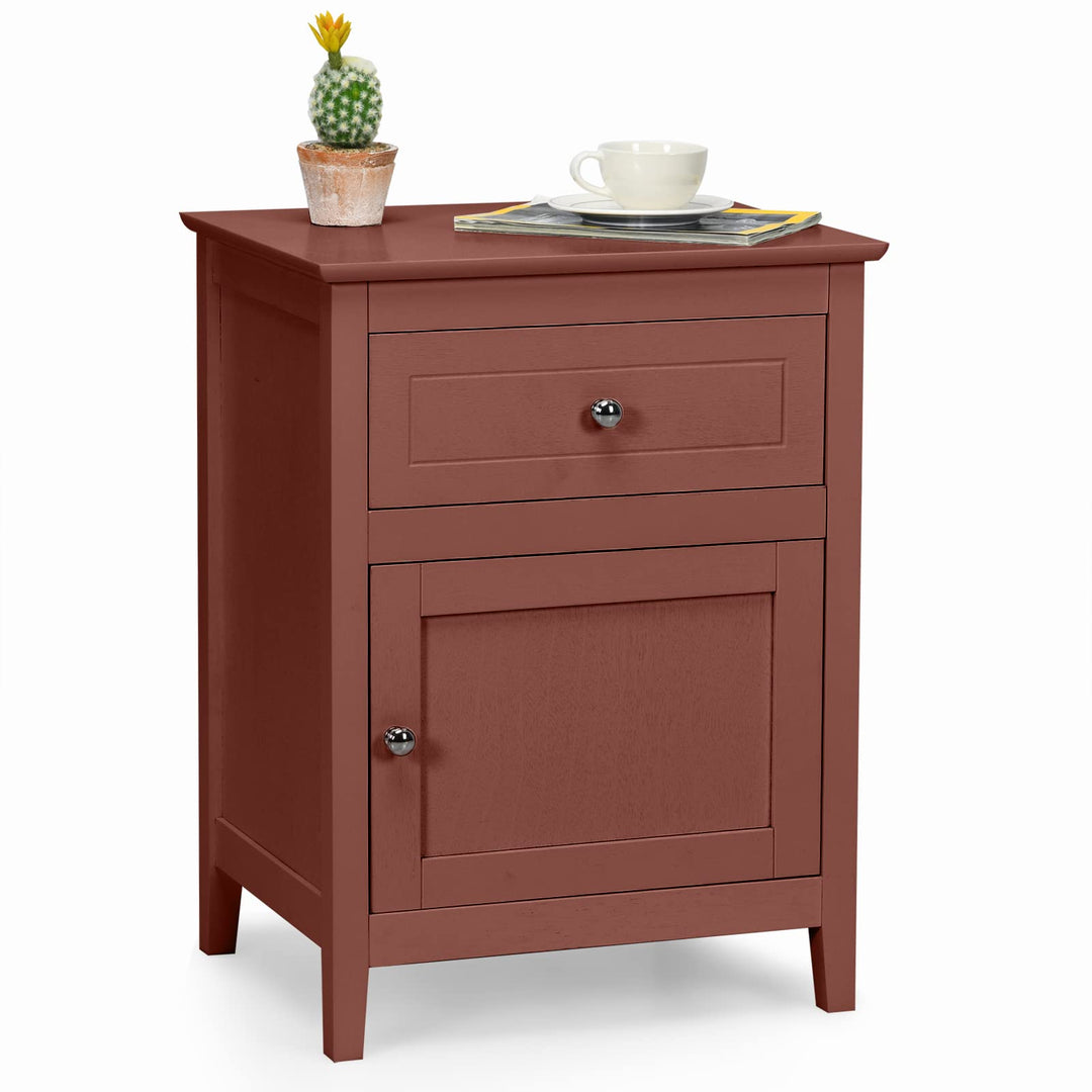 Wooden End Table W/Shelf - Giantex