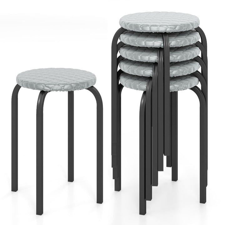 Giantex 18" Stackable Stools Set of 6 | Round Nesting Stools with Removable Washable Covers