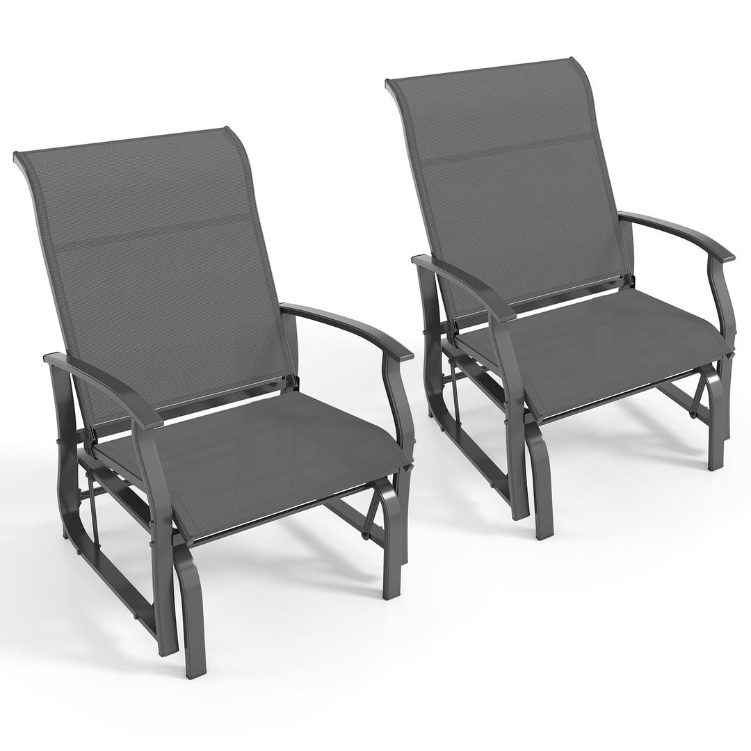 Giantex 2-Pack Outdoor Glider Rocking Chairs with Ergonomic Backrest &amp; Seat