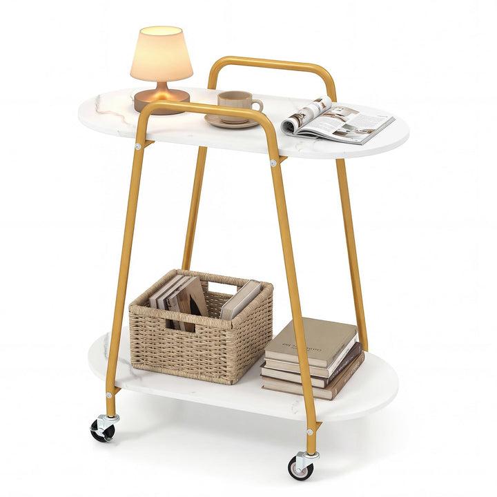 Giantex 2-Tier Gold Rolling Cart for Home Kitchen