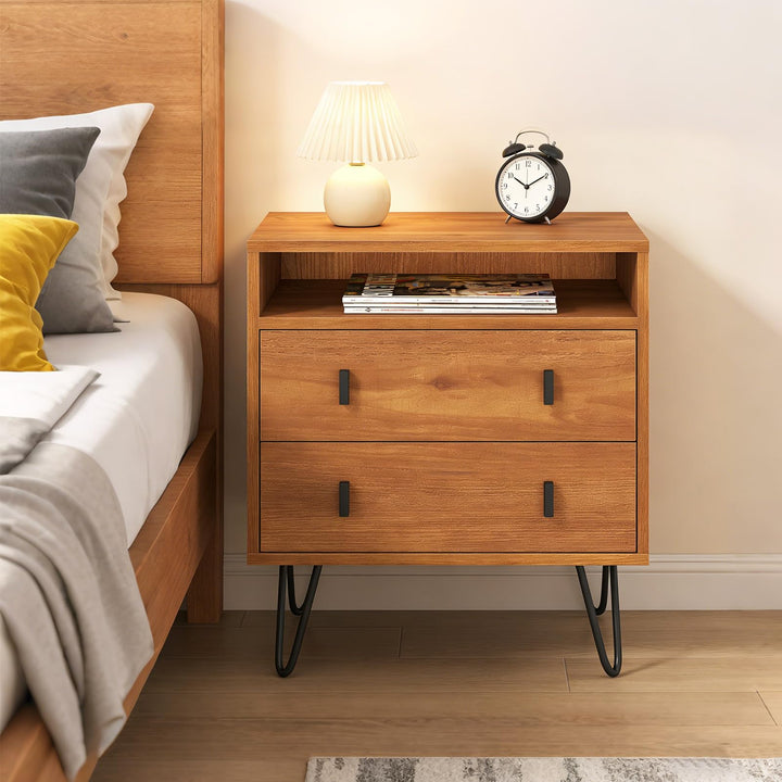 Giantex Night Stand with 2 Drawers for Bedroom Home Office