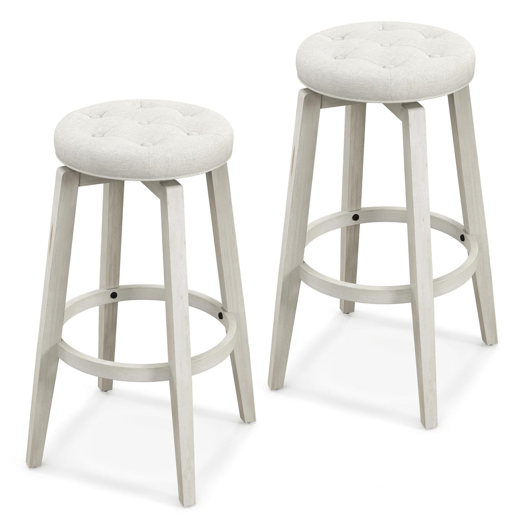Giantex Swivel Bar Stools Set of 2, 30" Bar Height Stools w/Tufted Seat &amp; Rubber Wood Frame