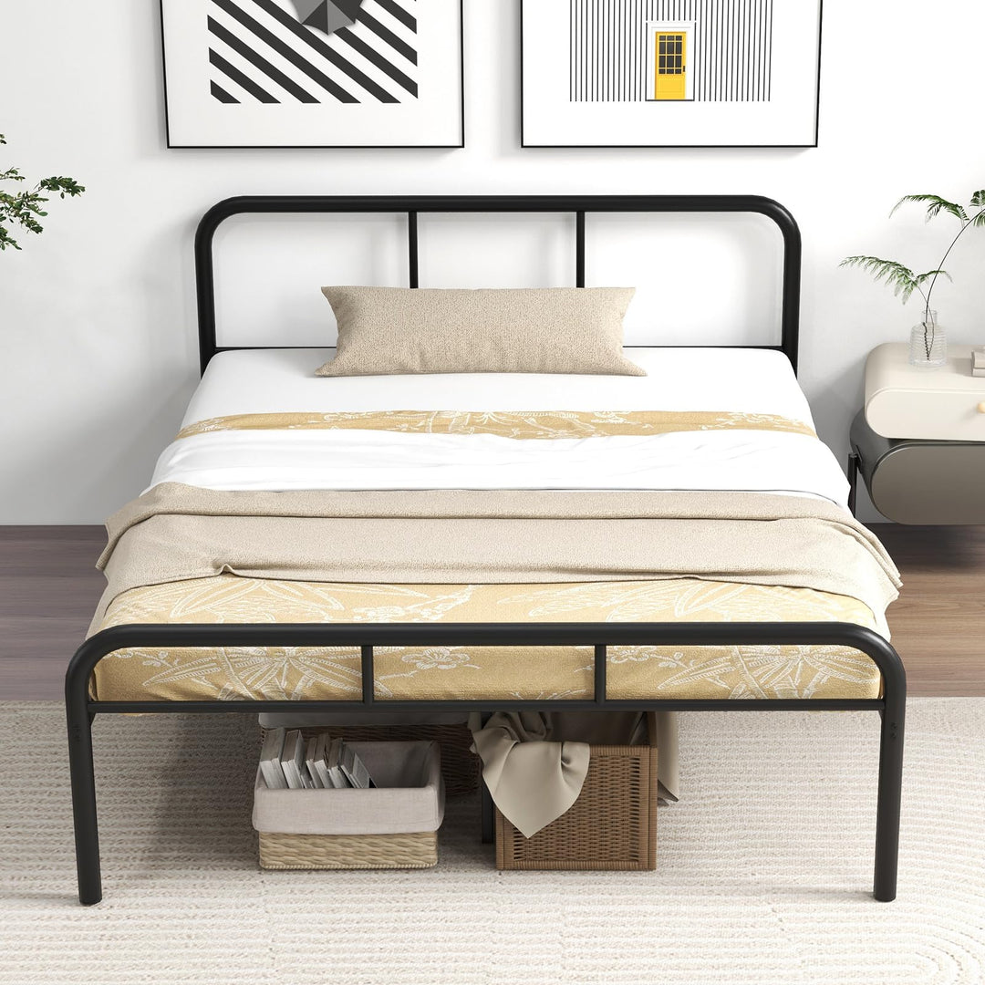 Giantex Twin Size Bed Frame, Modern Metal Platform Bed with Headboard and Footboard, Heavy Duty Steel Slat Support Mattress Foundation