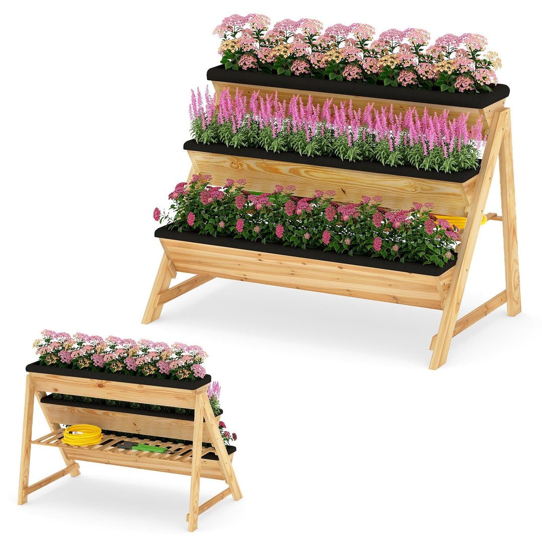 Giantex 3-Tier Vertical Raised Garden Bed Wood Elevated Planter Box with Legs