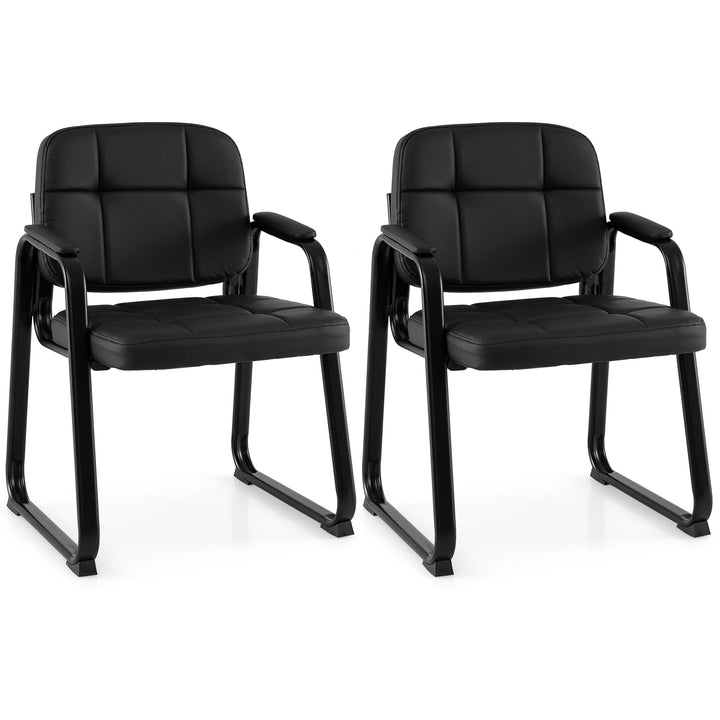 Giantex Waiting Room Leather Office Reception Chairs with Padded Armrests