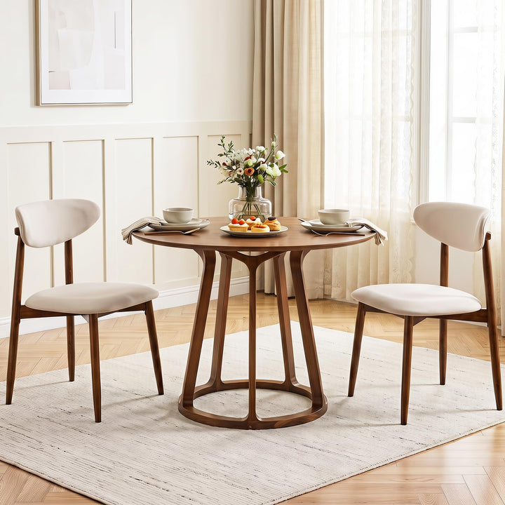 Giantex Modern Upholstered Wooden Dining Chairs with Fabric Padded Seat (2/4)