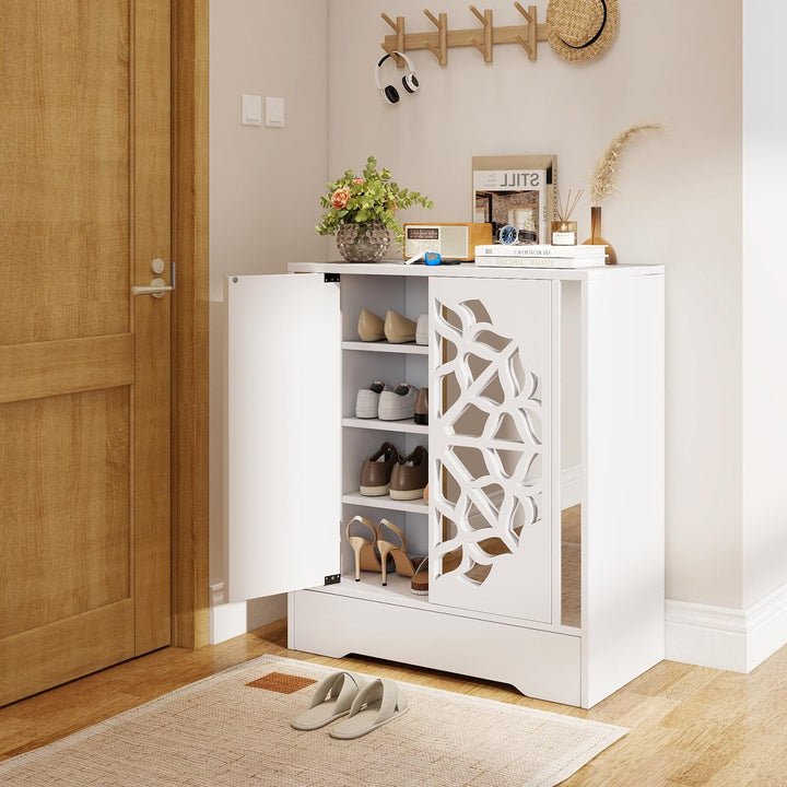 Giantex Shoe Cabinet with Drawer 6-Tier Shoe Organizer Cabinet with Mirrored Doors