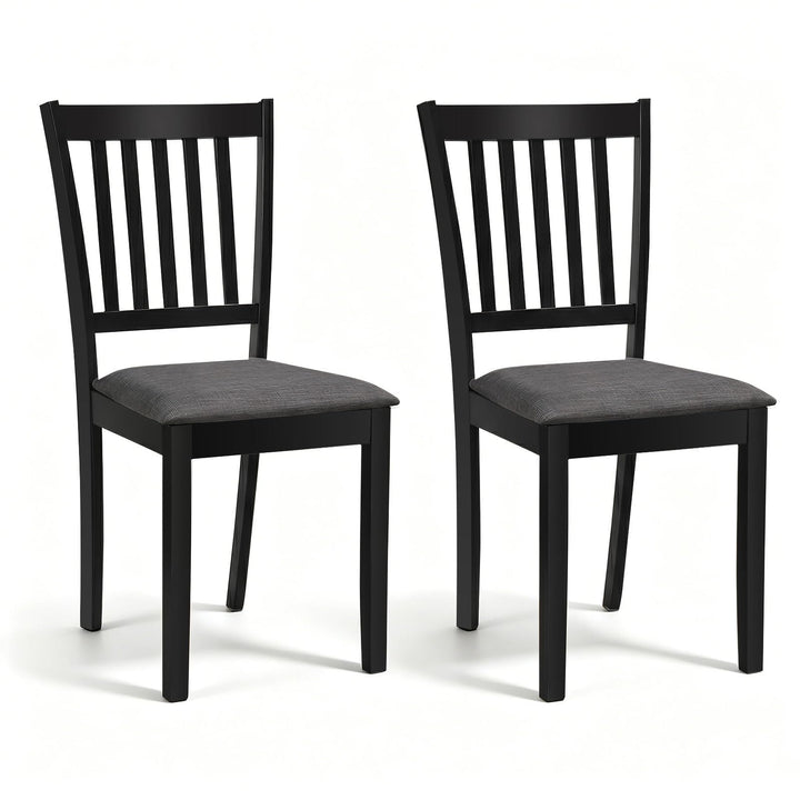 Giantex Modern Farmhouse Wood Slat-Back Kitchen Chairs w/Padded Seat (2/4)