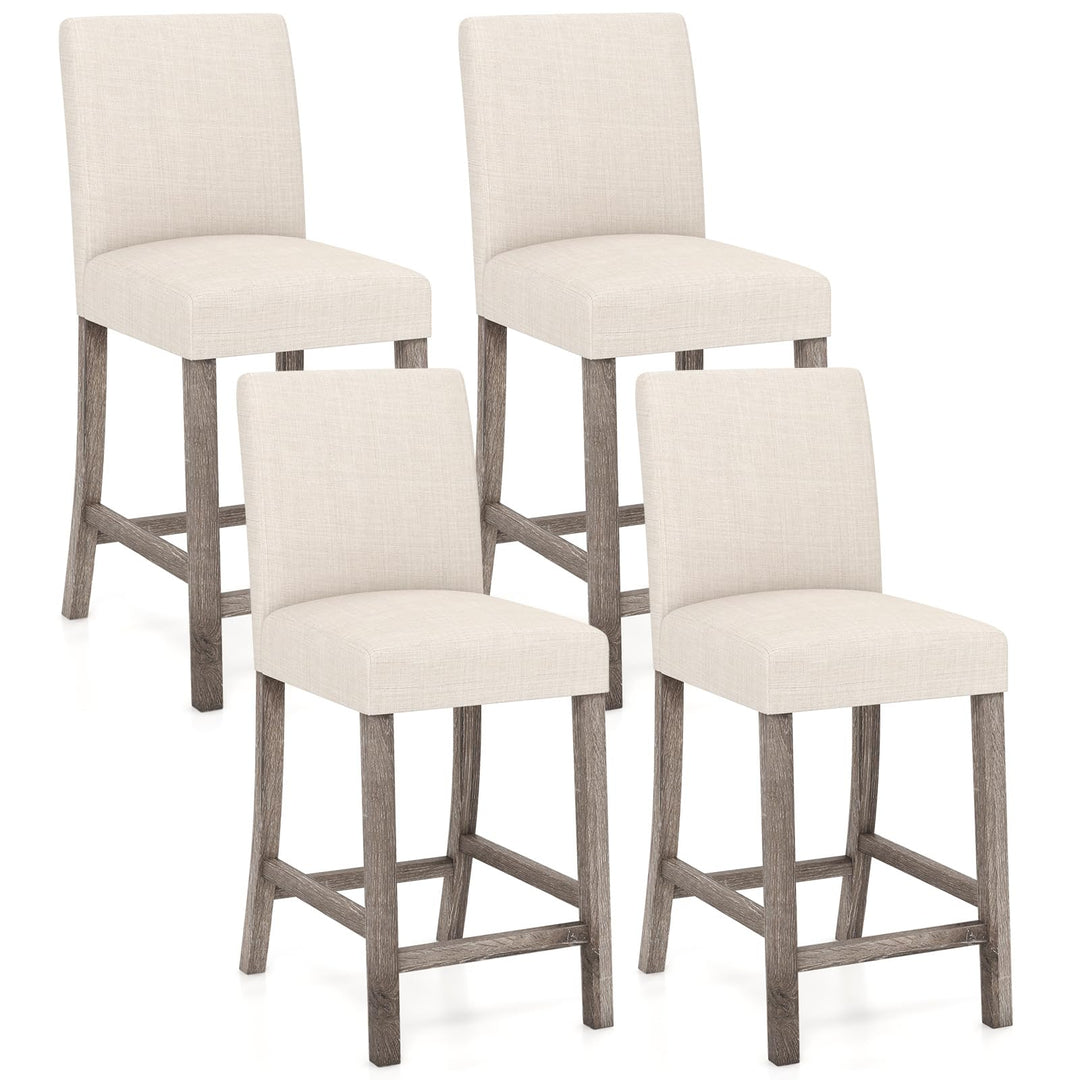Giantex Bar Stools Counter Height, 24.5" Modern Fabric Bar Chairs with Back, Footrest &amp; Solid Wood Legs