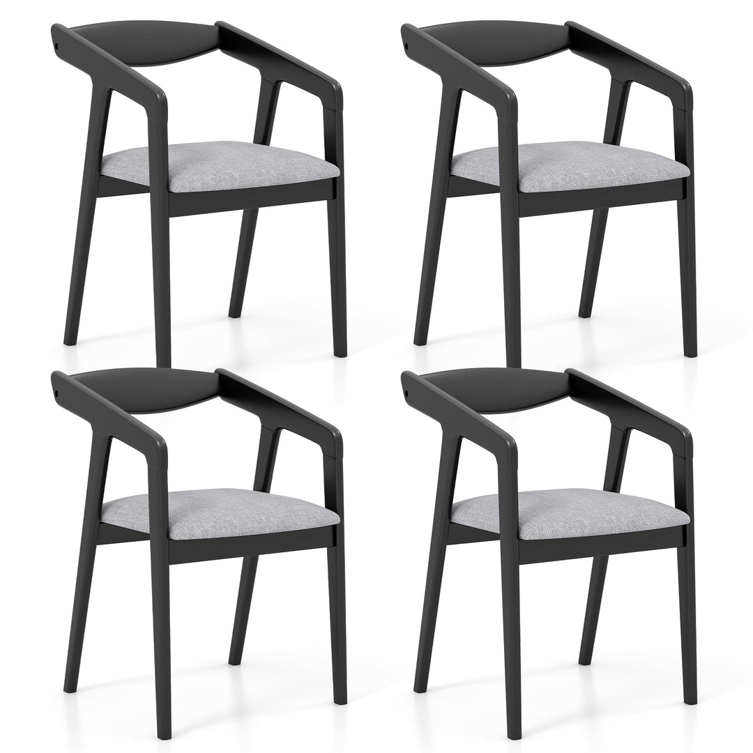 Giantex Wooden Dining Chairs Set, Linen Fabric Upholstered Kitchen Chairs w/Armrests &amp; Padded Cushion