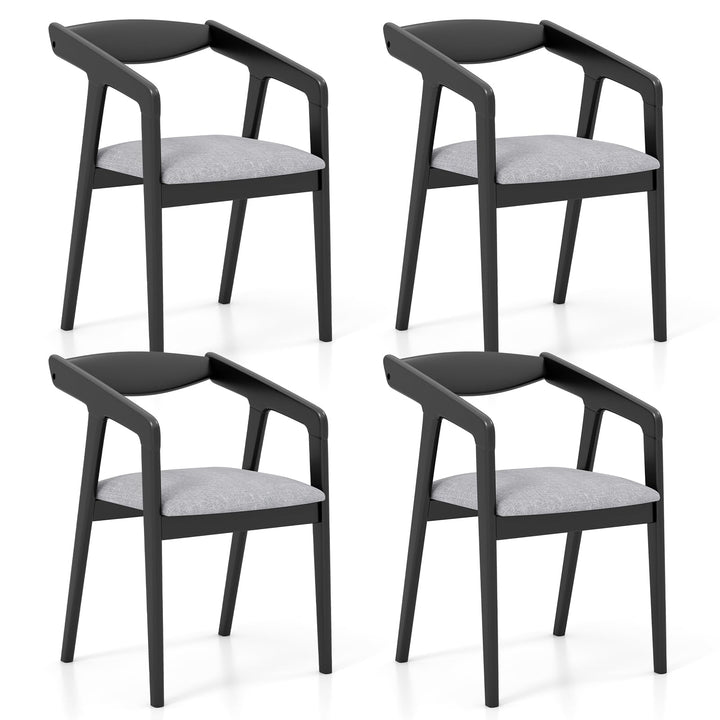 Giantex Wooden Dining Chairs Set, Linen Fabric Upholstered Kitchen Chairs w/Armrests &amp; Padded Cushion
