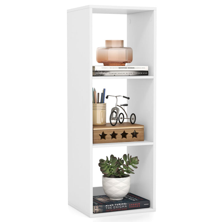 Giantex 3-Cube Bookcase, White Cubby Bookshelf w/Back Guardrail &amp; Anti-Tipping Kits
