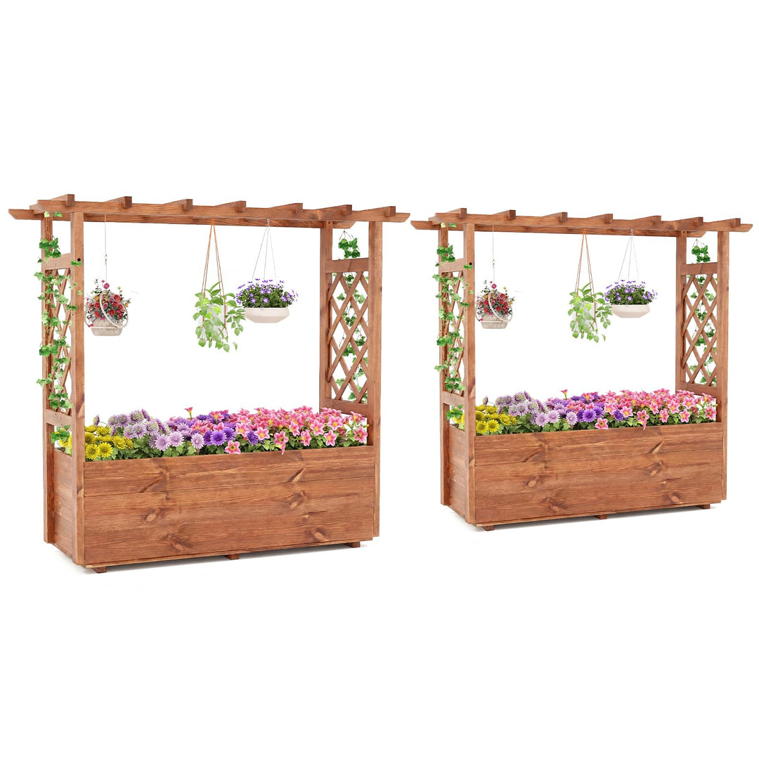 Giantex Raised Garden Bed with Sided Trellis and Hanging Roof