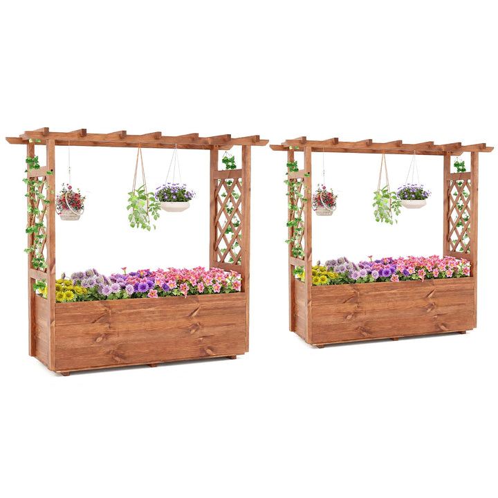 Giantex Raised Garden Bed with Sided Trellis and Hanging Roof