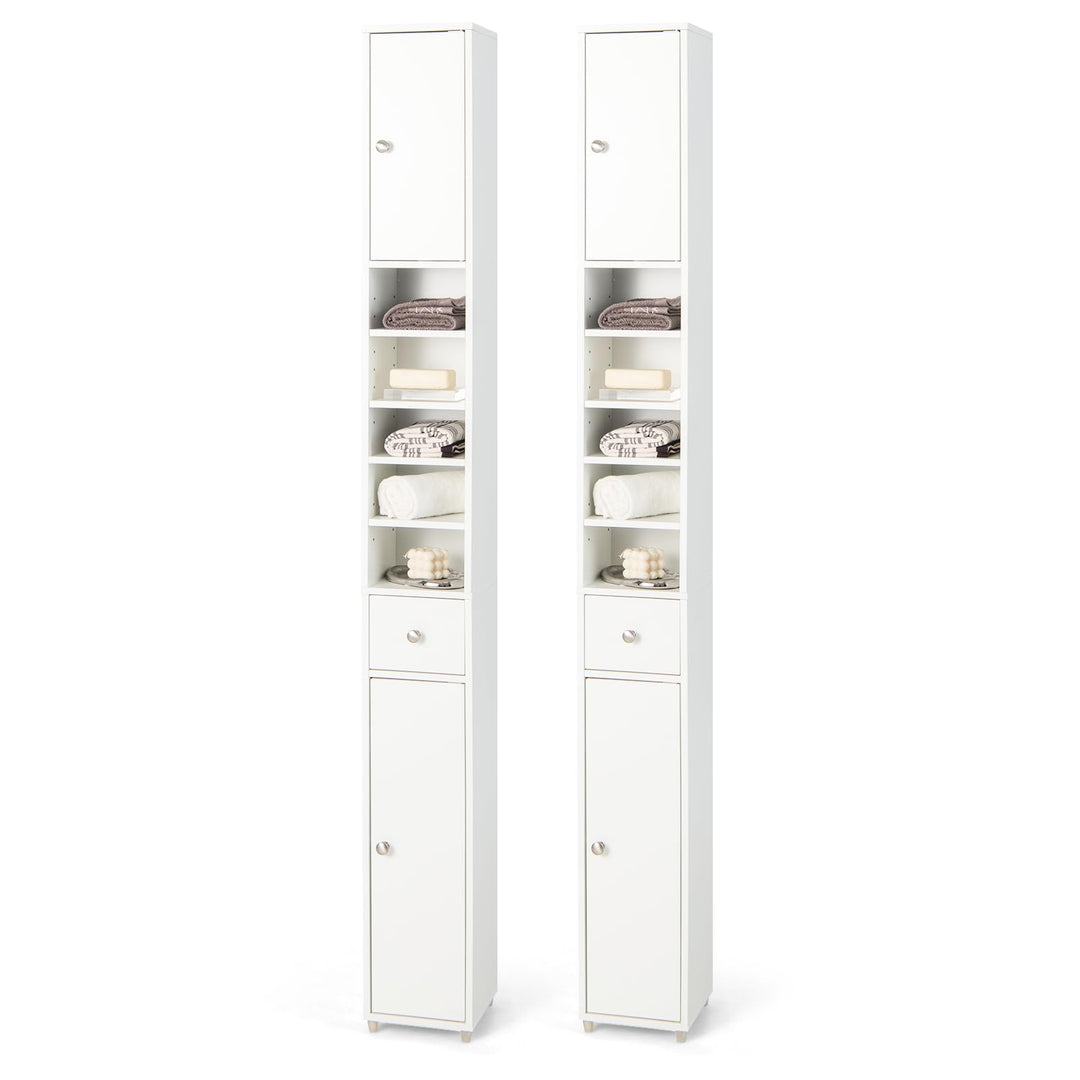 Giantex Slim Bathroom Storage Cabinet - 71" Tall Narrow Floor Cabinet Cupboard with 2 Doors