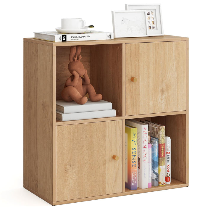 Giantex 4 Cube Bookcase | 2-Tier Freestanding Book Shelf with Open Compartments
