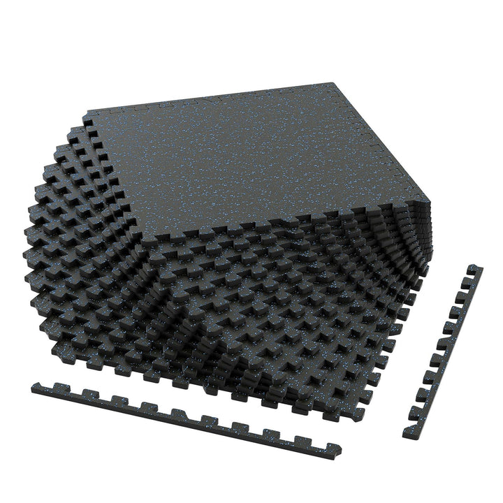 Giantex 0.39" Thick 24" x24" Interlocking Rubber Gym Floor Mats with Border Strips