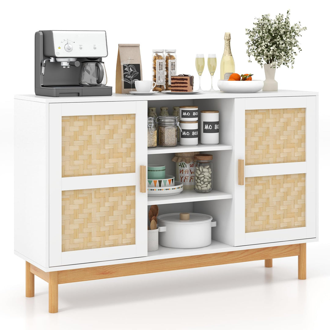 Giantex Buffet Sideboard, Kitchen Storage Cabinet with 3 Open Shelves &amp; 2 Side Cabinets