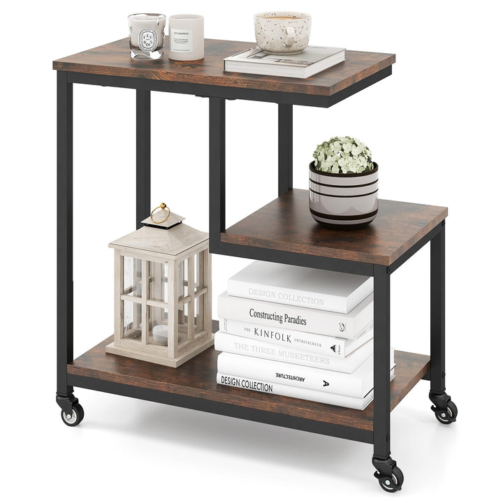 Giantex 3 Tier Side Table with Wheels for Living Room Bedroom Office
