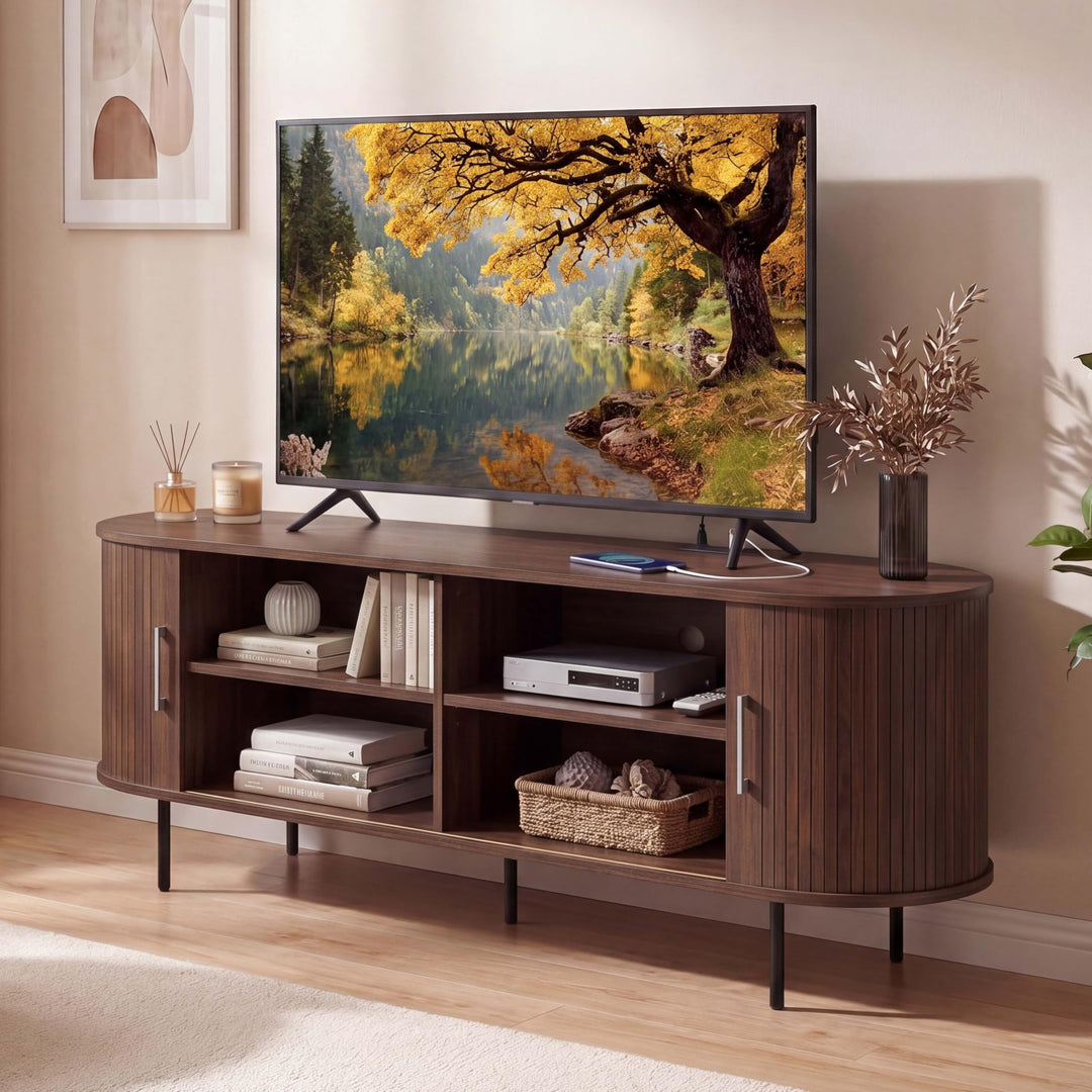 Giantex Mid Century Curved Fluted TV Stand for TVs up to 60"