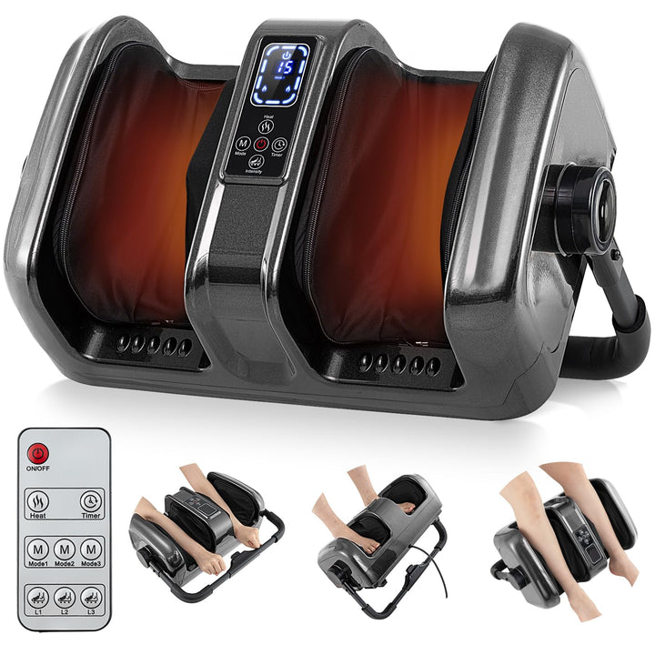 Giantex Electric Foot Massager with Heat, 3 Massage Modes &amp; Speed, Timer, 3 Intensity, Washable Cover