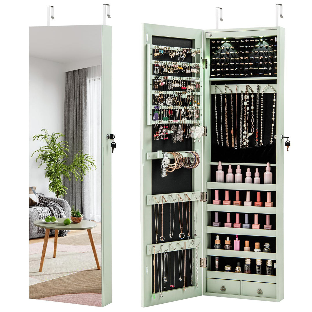 Giantex Wall Door Jewelry Armoire Cabinet with Full-Length Mirror