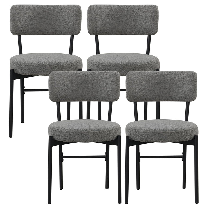 Giantex Boucle Dining Chairs Set of 2/4, Sherpa Upholstered Kitchen Chairs w/Curved Backrest, Padded Seat &amp; Metal Legs