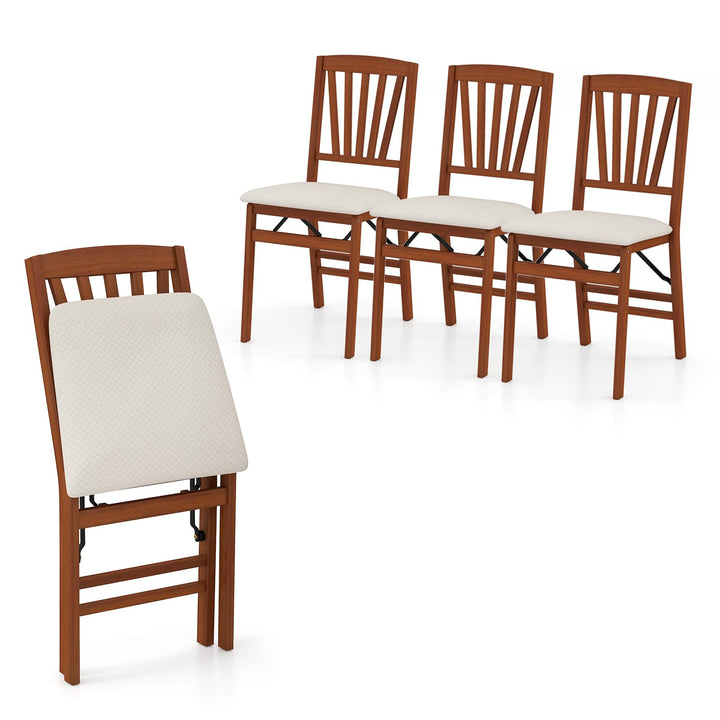 Giantex Folding Dining Chairs Set of 2/4, Modern Kitchen Chairs w/Padded Seat &amp; Slatted Backrest, Rubber Wood Frame