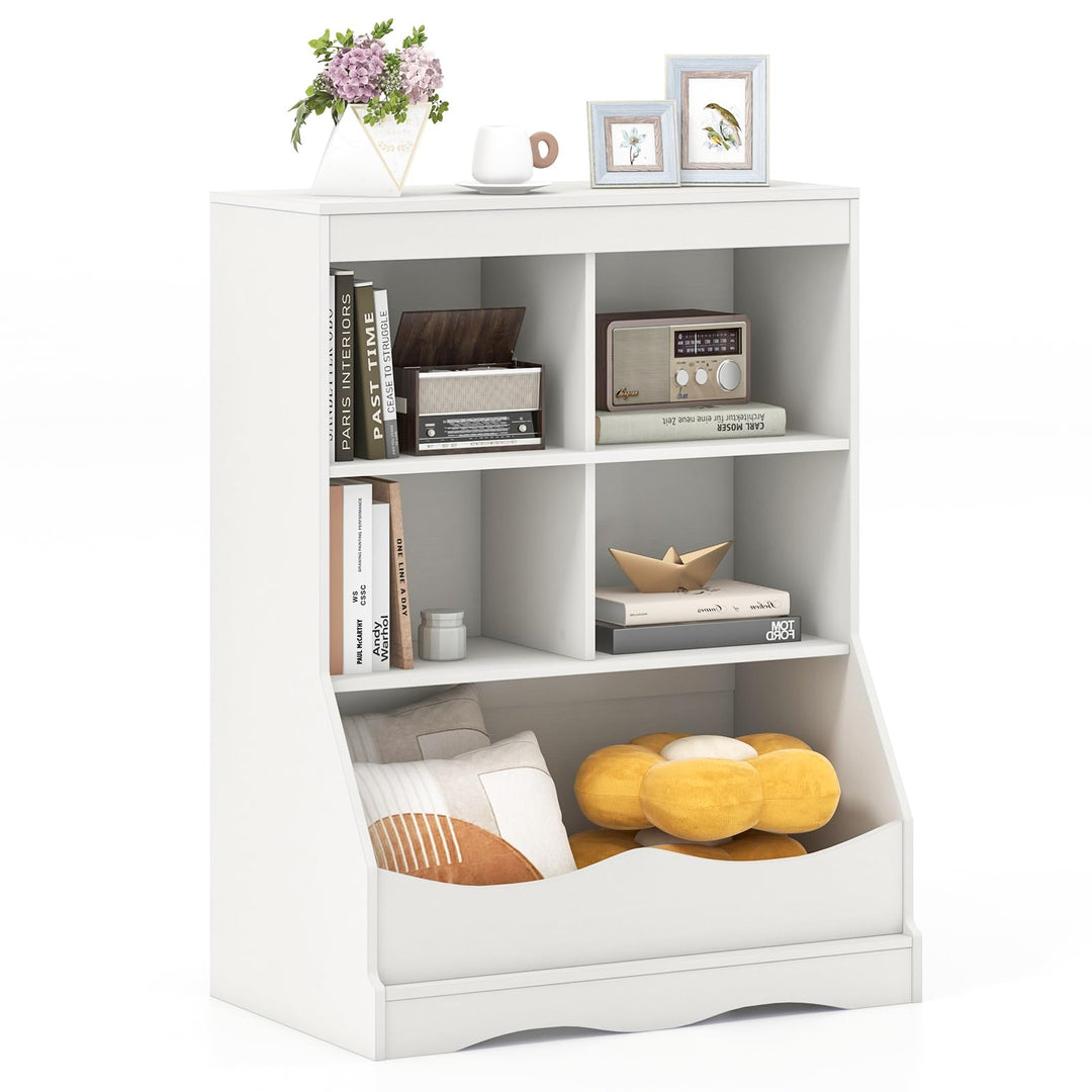 Giantex Storage Cabinet, Small Bookshelf, Short Bookcase with 4 Open Storage Cube &amp; Bottom Compartment
