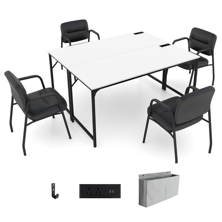 Giantex 30 FT Conference Table with Charging Station, 60" x 24" Rectangular Large Meeting Room Desk with Storage Bag &amp; Hook