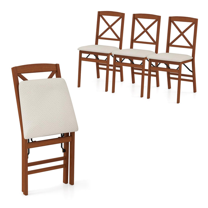 Giantex Folding Dining Chairs Set of 2/4, Modern Kitchen Chairs w/Padded Seat &amp; Cross Backrest