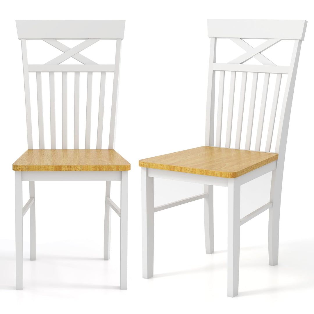 Giantex Wooden Dining Chairs Set of 2/4, Kitchen Chairs w/Rubber Wood Frame, High &amp; Curved Slatted Backrest, Modern Armless Chairs