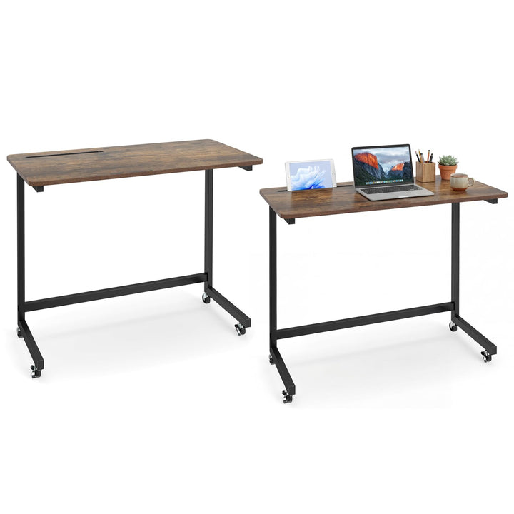 Giantex Mobile C-Shape Side Table - Rolling Bedside Table w/Tablet Slot