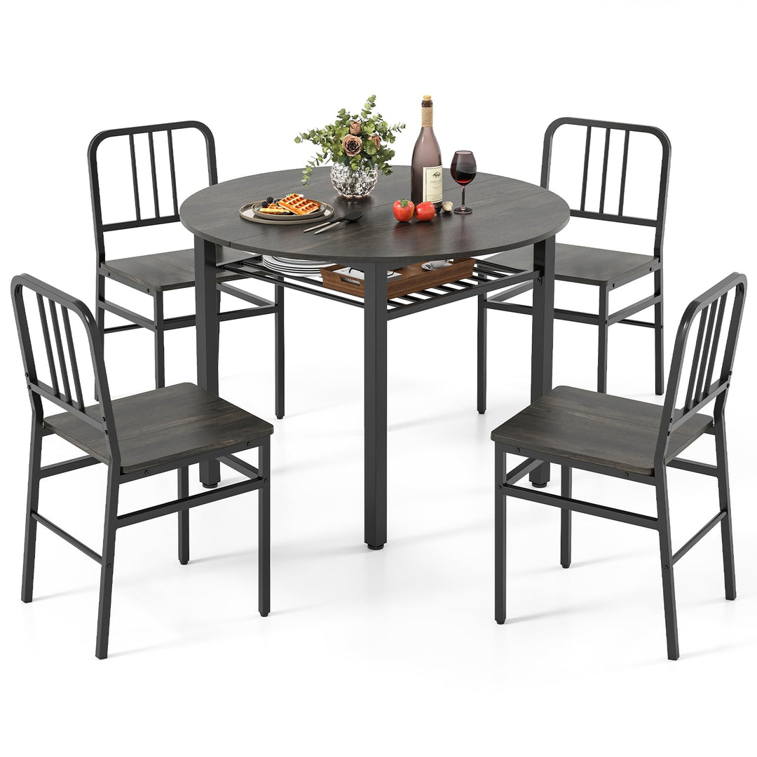 Giantex 40-Inches Round Kitchen Table &amp; Chairs with Storage Rack &amp; Metal Frame