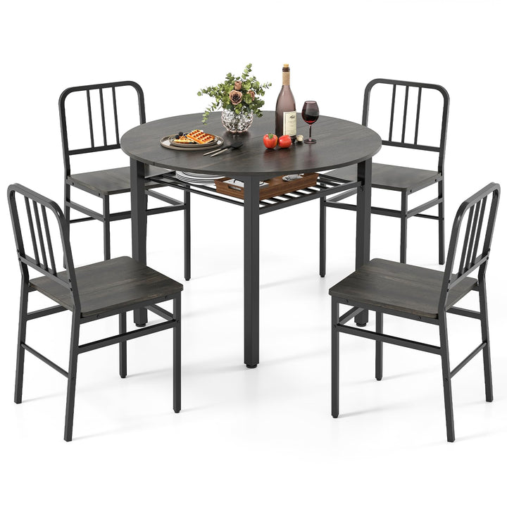 Giantex 40-Inches Round Kitchen Table &amp; Chairs with Storage Rack &amp; Metal Frame