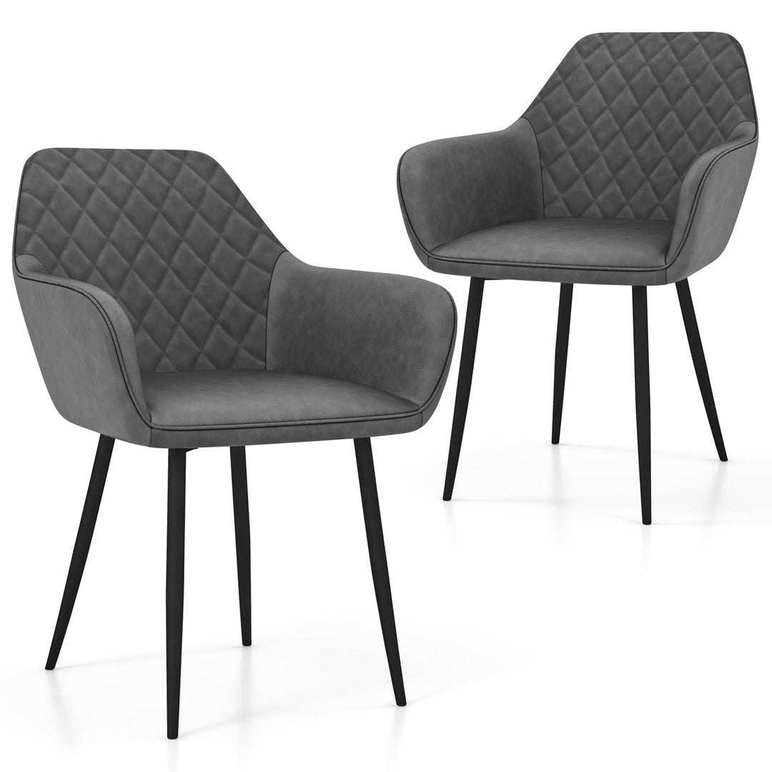 Giantex Mid Century Modern Dining Chairs Set of 2/4, Upholstered Accent Chairs w/Curved Backrest, Wide Seat &amp; Armrests