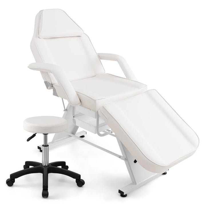 Giantex 72" Massage Bed with Hydraulic Stool, 3-Section Tattoo Chair with Adjustable Backrest, Legrest &amp; Storage Boxes