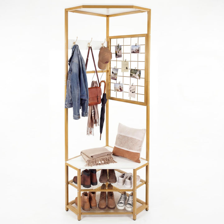 Giantex Corner Hall Tree with Shoe Bench for Entryway