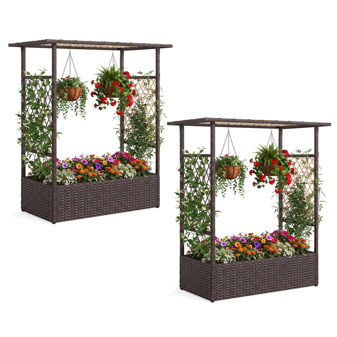 Giantex Raised Garden Bed with Trellis &amp; Hanging Roof