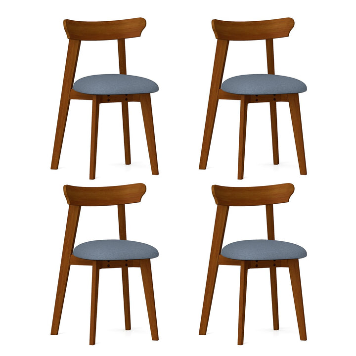Giantex Wooden Dining Chairs Set, Mid-Century Kitchen Chairs w/Padded Seat &amp; Curved Backrest