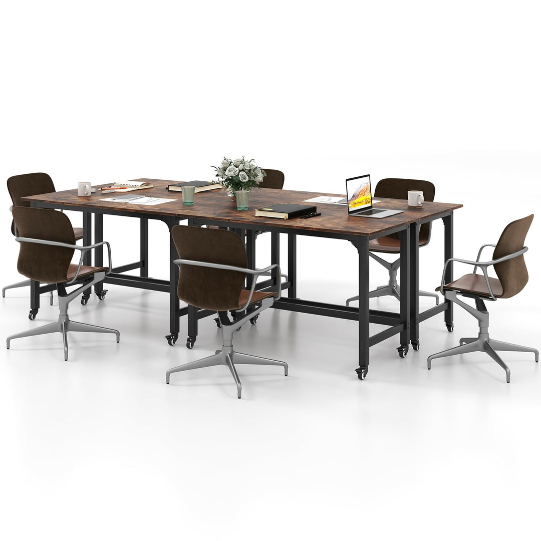 Giantex Conference Table, 48" Rectangular Mobile Meeting Room Desk with Removable Storage Bag &amp; 2 Hanging Hooks
